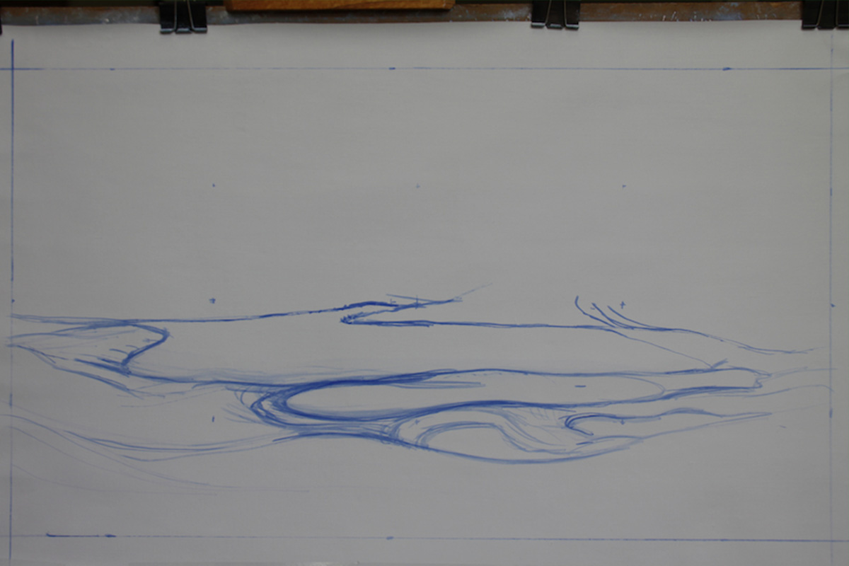 A work-in-progress painting of the 10th hole at Congressional, 2011 US Open Championship by renowned Hilton Head Island artist Linda Hartough