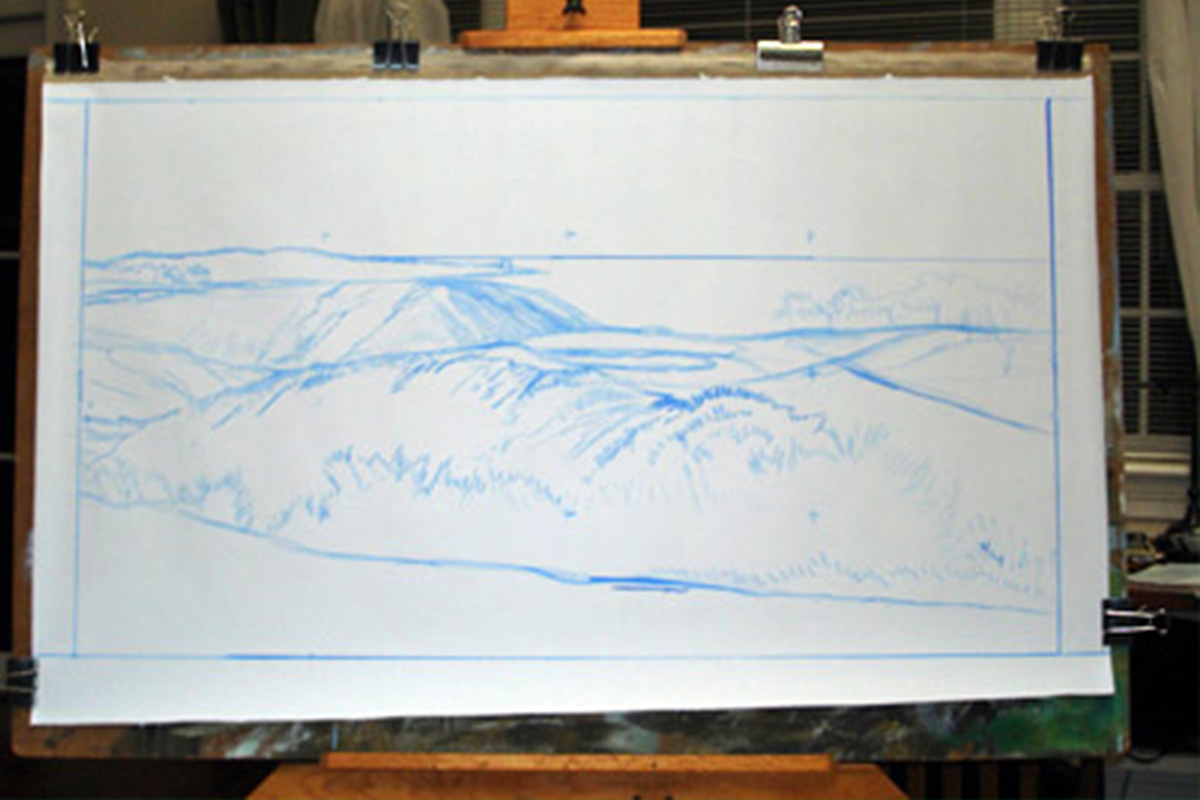 A work-in-progress painting of the 3rd hole at Torrey Pines, 2008 US Open Championship by renowned Hilton Head Island artist Linda Hartough