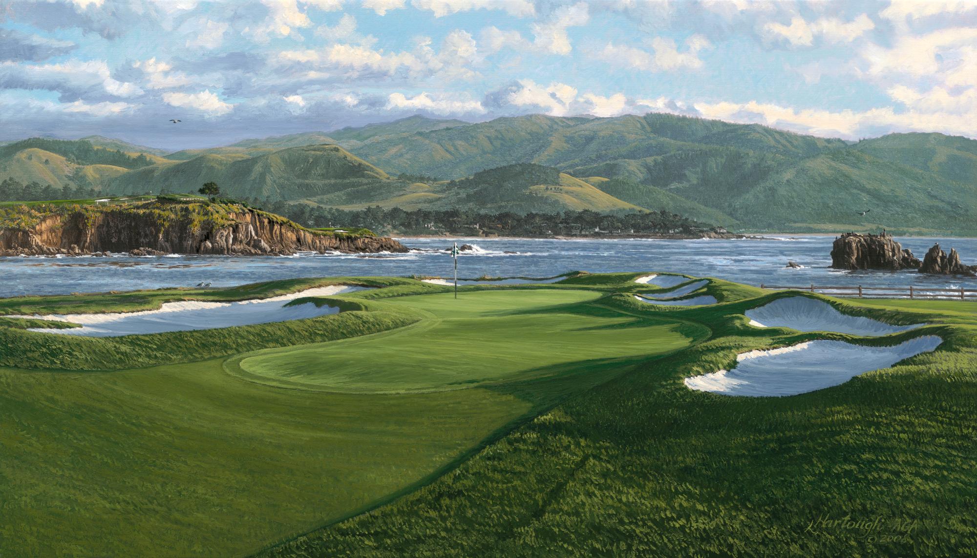 Linda Hartough #17 Pebble Beach Golf Links Canvas Giclée