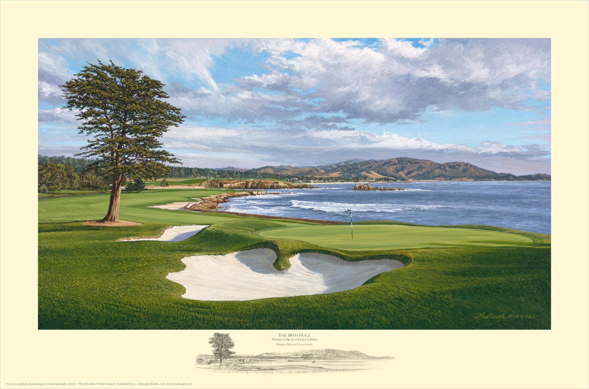 Linda Hartough #18 Pebble Beach Golf Links 2023 Paper Giclée