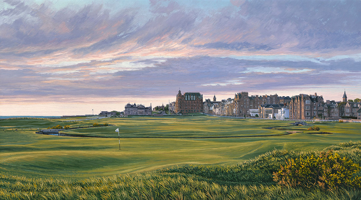 A painting of the 1st hole at St Andrews by renowned Hilton Head Island artist Linda Hartough