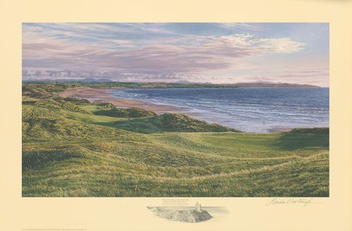 A fine art paper print of the 11th hole at Ballybunion Golf Club by renowned Hilton Head Island artist Linda Hartough