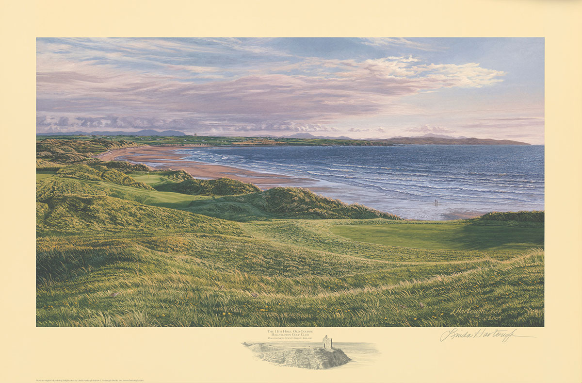 A fine art paper print of the 11th hole at Ballybunion Golf Club by renowned Hilton Head Island artist Linda Hartough