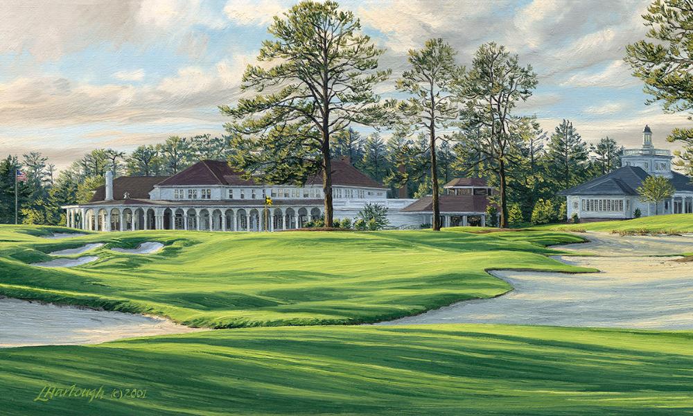 A painting of the 18th hole at Pinehurst No. 4 by renowned Hilton Head Island artist Linda Hartough