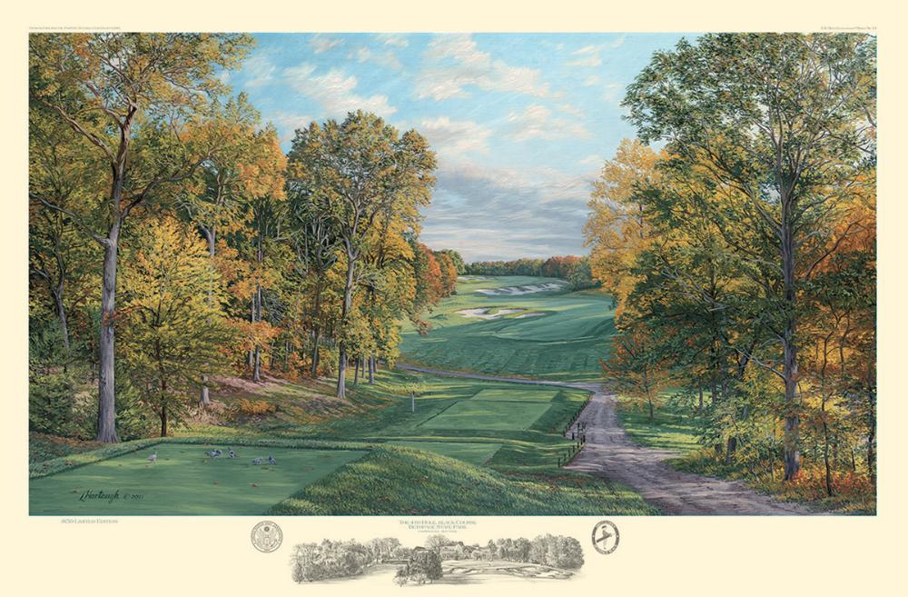A fine art print of the 4th hole at Bethpage Black, 2002 US Open Championship by renowned Hilton Head Island artist Linda Hartough