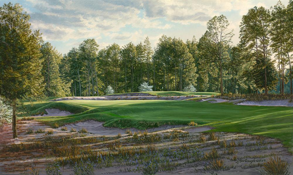 A painting of the 5th at Pinehurst No. 2 by renowned Hilton Head Island