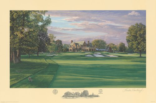A fine art print of the 9th hole at Winged Foot, 2006 U.S. Open Championship by renowned Hilton Head Island artist Linda Hartough